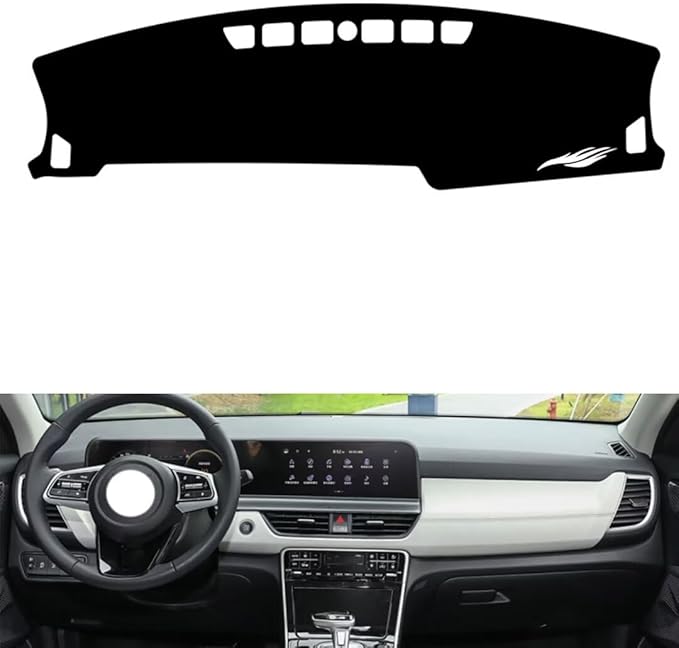 Leather Dashboard Cover Compatible with KIA Seltos 2023-2026，Dash Cover（Black）