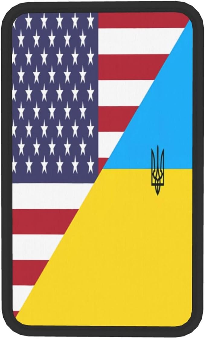 Ukraine Ukrainian Trident American Flag Car Center Console Cover, Universal Waterproof Armrest Pad, Soft Comfort Cushion & Scratch-Resistant Protector for Cars, SUVs and Trucks