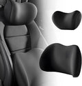 Car Headrest & Lumbar Support Cushion, 2025 Upgrade Car Lumbar Support Pillow and Car Neck Pillow Kit, Ergonomic Car Seat Headrest & Lumbar Cushion for Neck Back Pain Relief (Black)