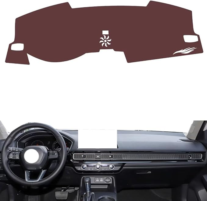 Leather Dashboard Cover Compatible with Honda Integra,Dash Board Cover mat Anti-Slip Sun-Proof and dust-Proof(Brown)