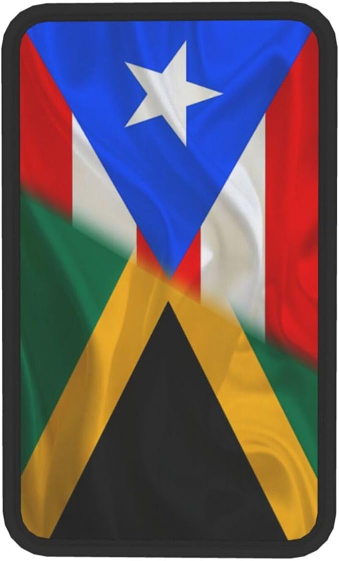Auto Center Console Pad Puerto Rico Porto Rico Puerto Rican and Jamaica Jamaican Flag Wavy Car Armrest Cover Armrest Seat Handrail Box Cover Cushion Universal Decoration Protector Accessories