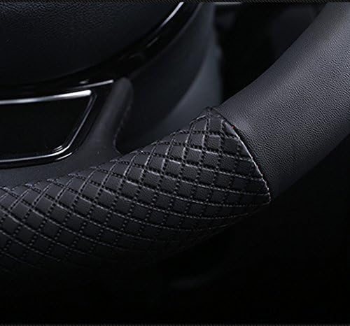 Automotive Leather Steering Wheel Cover Anti Slip Wrap 15",Wine Red