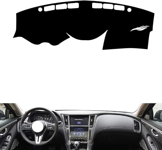 leather dashboard cover Compatible with Infiniti Q50L，dash cover（black）