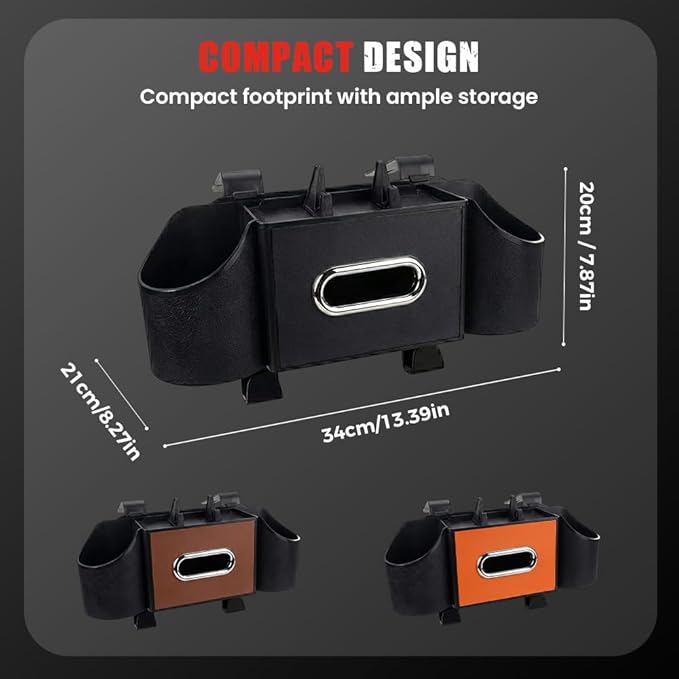 4-In-1 Car Organizer Back Seat, 2026 New Multifunctional Organizer, Portable Car Cup Holder for Road Trips, Durable Car Trash Bin for Families, Universal Car Seat Organizer (Orange)