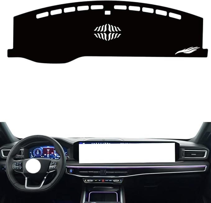 Leather Dashboard Cover Compatible with Ford Explorer（Speakers） 2023-2024，Dash Cover（Black）