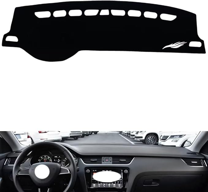 leather dashboard cover Compatible with SkodaSkoda NEW Octavia 2015-2022，dash cover（black）