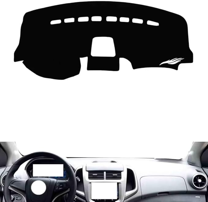 leather dashboard cover Compatible with Chevy Aveo 2011-2013，dash cover（black）
