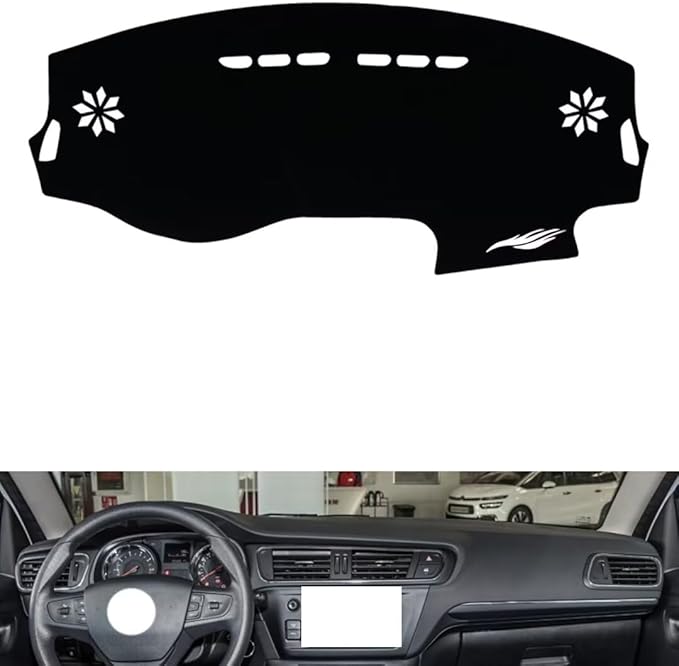 leather dashboard cover Compatible with Citroen C3-XR 2015-2018，dash cover（black）