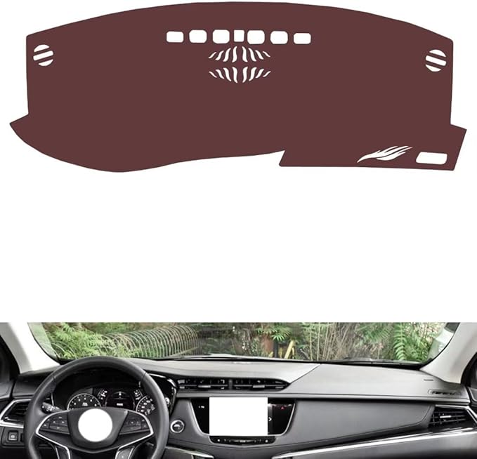 Leather Dashboard Cover Compatible with Cadillac XT5（No Warning Light） 2016-2024,Dash Board Cover mat Anti-Slip Sun-Proof and dust-Proof(Brown)