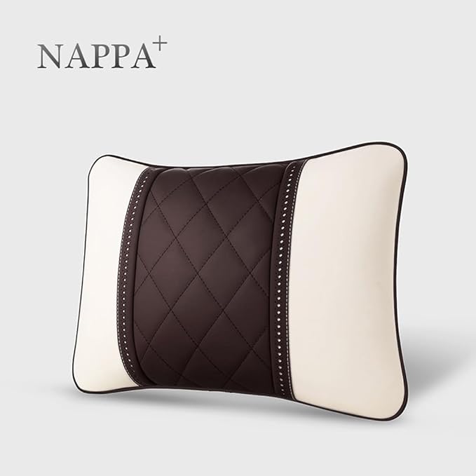 Car Pillows Napa Leather Car Seat Rest Cushion Car Lumbar Pillow for Mercedes Benz Maybach S-Class Lumbar Support Pillow car Accessories（Beige Coffee）