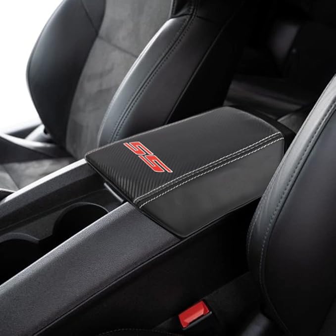 BOYOUS Armrest Cover Center Console Pad Full Protection Console Leather Arm Rest Interior Accessories Fit for Chevrolet Camaro 2010-2015-Carbon Fiber