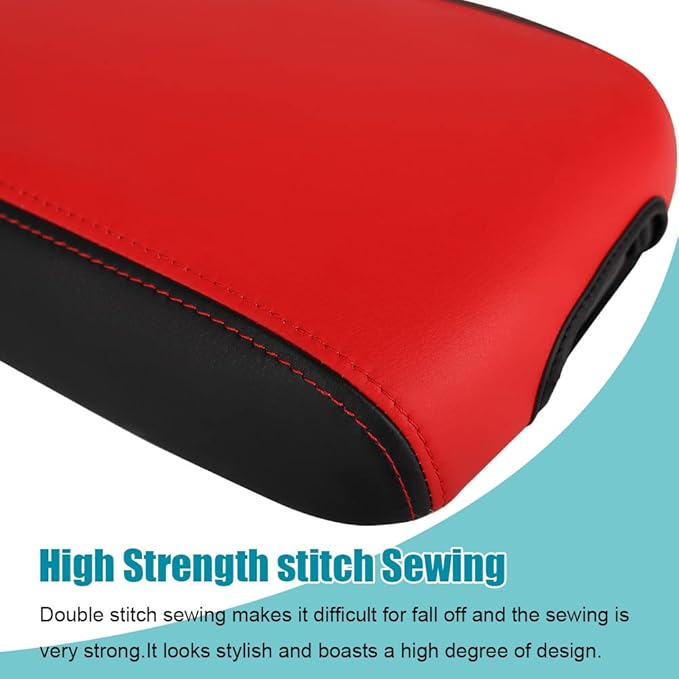 LEXLEY Center Console Pad Armrest Box Cover Waterproof Anti-Scratch Leather Protector Covers For Kia 2016-2020 Sorento-Red+Black