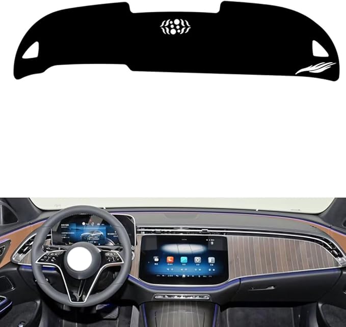 Leather Dashboard Cover Compatible with Mercedes E Class (No HUD,No Camera) 2024-2025，Dash Cover（Black）