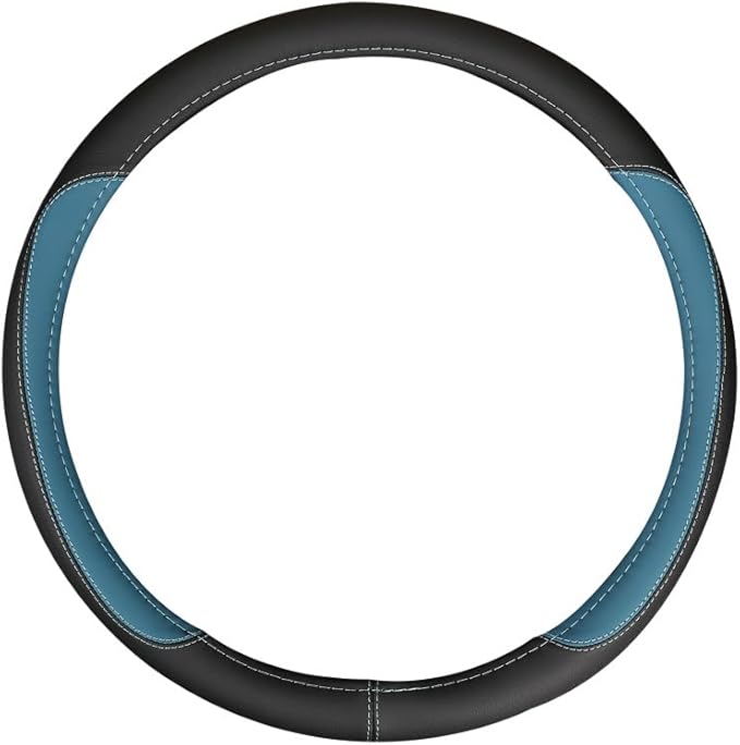 Product Truck Steering Wheel Cover PU Leather Anti Slip Anti Rub Four Season Universal 16 17 18 19inch (Black Blue, 18inch)