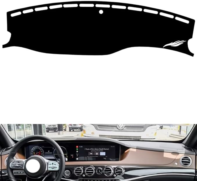 Leather Dashboard Cover Compatible with Mercedes S Class W222（NO HUD 2014-2020，Dash Cover（Black）