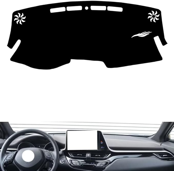 Leather Dashboard Cover Compatible with Toyota CHR 2018-2022，Dash Cover（Black）