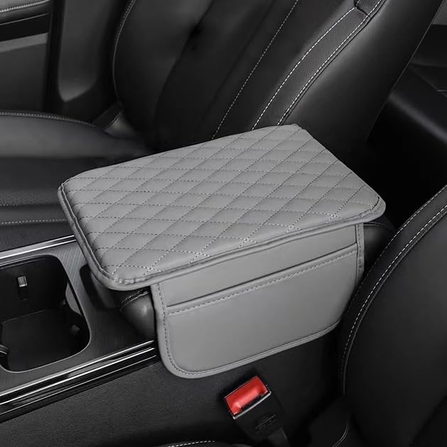 Car Armrest Cover for Genesis GV70 2022–2025 2026 JK1, Center Console Pad, Leather Armrest Box Protector, Waterproof Anti-Scratch Console Lid Cushion,Comfort Interior Accessories,C-Gray