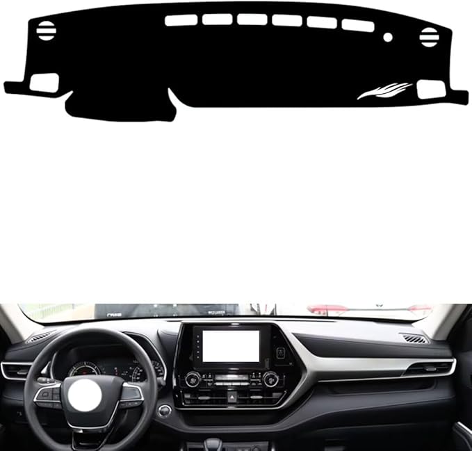 leather dashboard cover Compatible with Toyota Highladner (NO HUD 2022-2023，dash cover（black）