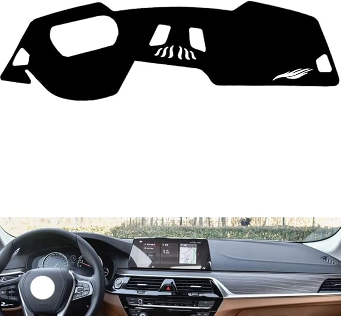 leather dashboard cover Compatible with BMW NEW 5 series（HUD） 2018-2023，dash cover（black）