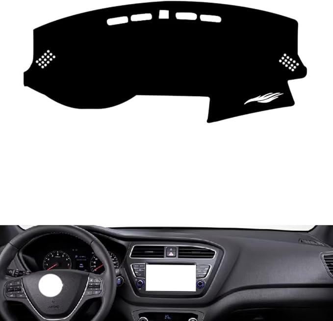 leather dashboard cover Compatible with HyundaiHyundai i20 2018，dash cover（black）