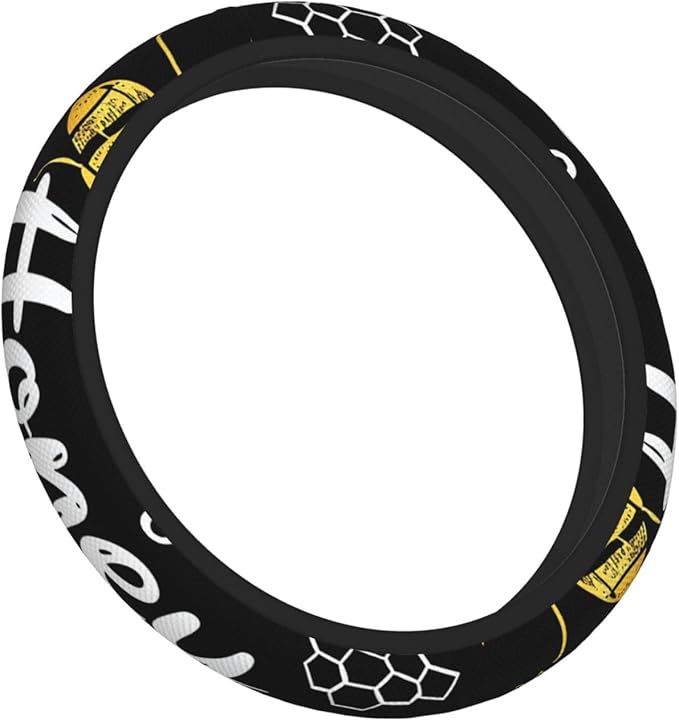 Steering Wheel Cover Polyester Thick Non-Slip Car Steering Wheel Cover Protector Universal 15 Inch, Animal Honey Bee Sweet