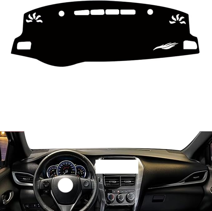 leather dashboard cover Compatible with Toyota Vios 2019-2022，dash cover（black）