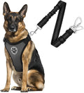 SlowTon Dog Seat Belt Harness for Car, Dog Car Harness Adjustable Mesh Breathable & Dog Seatbelt Safety Tether with Elastic Bungee for Small Medium Large Pets(Grey, Double Clip, L)