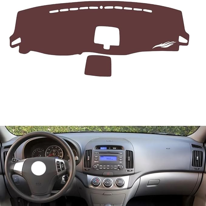 Leather Dashboard Cover Compatible with HyundaiHyundai I30（Storage Box）,Dash Board Cover mat Anti-Slip Sun-Proof and dust-Proof(Brown)
