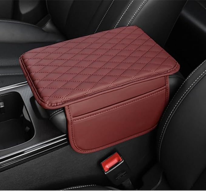 Car Armrest Cushion for Audi A4 allroad (B8 8K) 2011-2015, Car Centre Console Pad Scratch Protection Waterproof Armrest Cushion Interior Accessories,Red