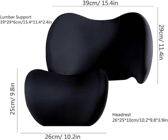 Car Lumbar Support Pillow Neck Pillow Set for Tesla Model 3 2017 2018 2019 2020 2021 2022 2023,Softness Cushion Neck Back Pain Relief Seat Accessories,Black