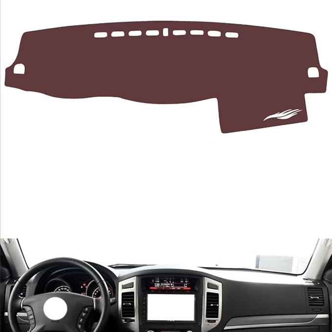 Leather Dashboard Cover Compatible with Mitsubishi Pajero（No Speaker） 2007-20，Dash Cover, Non-Slip Dash Cover, Dash mat Dashboard Cover, Interior Dash Covers
