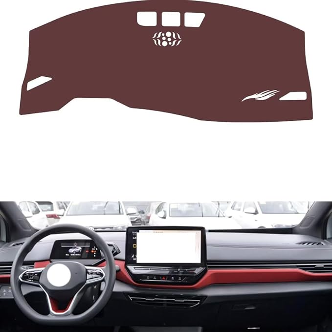 Leather Dashboard Cover Compatible with VW ID.4 X (NO HUD，Dash Cover, Non-Slip Dash Cover, Dash mat Dashboard Cover, Interior Dash Covers