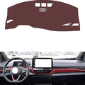 Leather Dashboard Cover Compatible with VW ID.4 X (NO HUD,Dash Board Cover mat Anti-Slip Sun-Proof and dust-Proof(Brown)