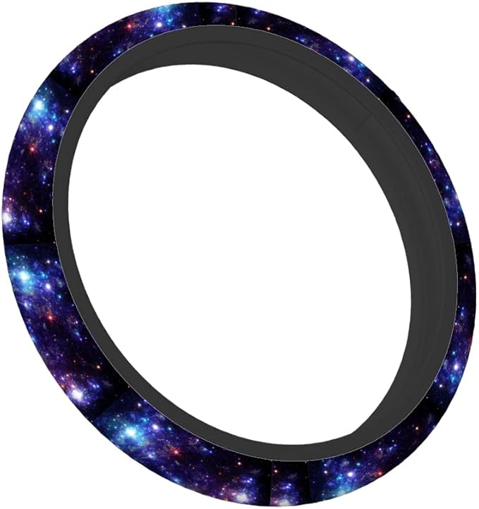 Swono Galaxy Purple Car Steering Wheel Covers Abstract Beautiful Space with Star Women Men Interior Accessories Universal 15 Inch Steering Steering Wheel Protector Anti-Skid Grips