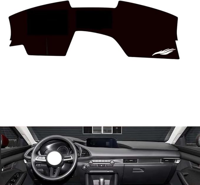 leather dashboard cover Compatible with Mazda 3 Axela (NO HUD、No speaker) 2020-2023，dash cover（black）