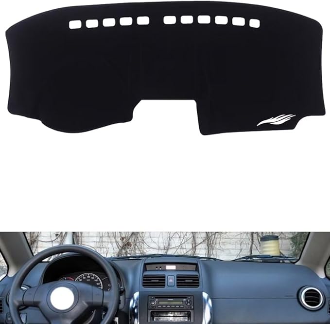 generic leather dashboard cover Compatible with Suzuki SX4 2006-2011，dash cover（black）