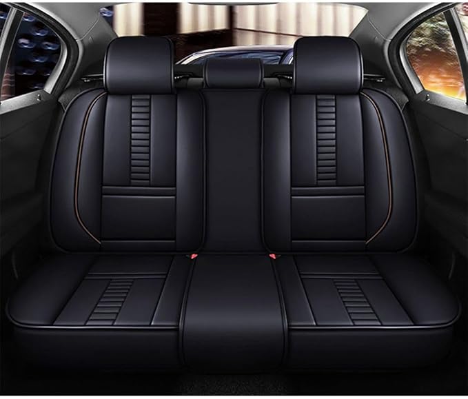 Niscarda for Hyundai Santa Cruz Seat Covers 2022-2024, 3D Protection Faux Leather Seat Protector Car Interior Covers with 2 * Neck Pillow & 2 * Lumbar Support (Black and Coffee, Full Set)