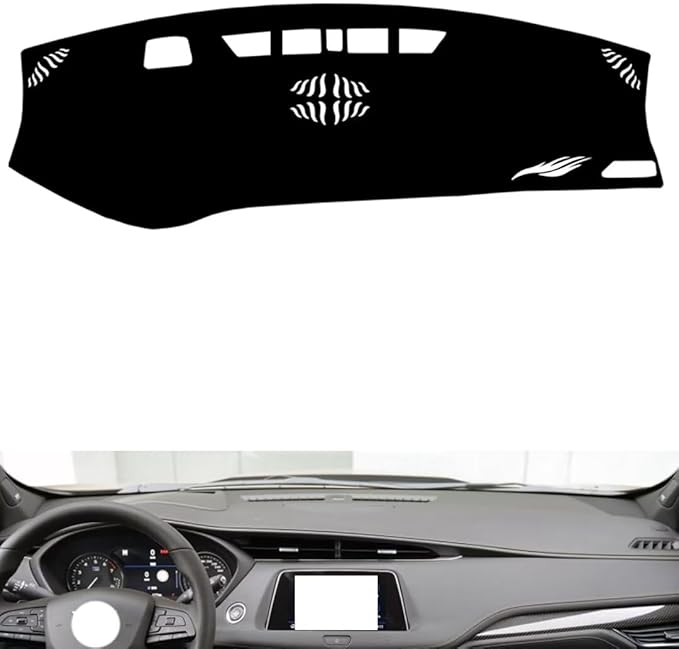 leather dashboard cover Compatible with Cadillac XT4（HUD） 2018-2023，dash cover（black）