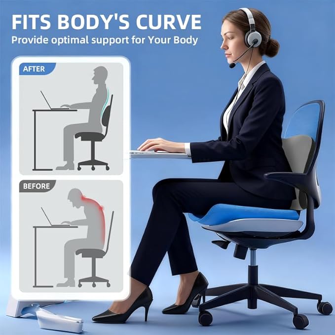 Panduo Lumbar Support Pillow for Office Chair, Memory Foam Lumbar Pillow for Lower Back Pain Relief - Black (xiaoyaokaoGrey)