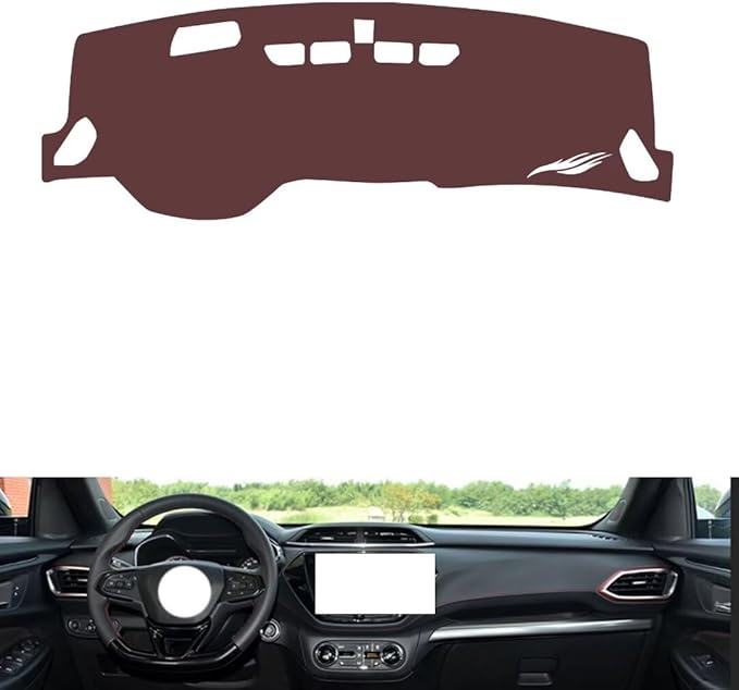 Leather Dashboard Cover Compatible with Chevy Trailblazer（HUD）,Dash Board Cover mat Anti-Slip Sun-Proof and dust-Proof(Brown)