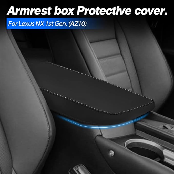 Autorder Center Console Cover for 2015-2020 2021 Lexus NX NX300h/NX300/NX200t Accessories Armrest Cover Anti-Scratch Middle Console Pad Leather Armrest Protector