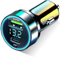 60W USB C Car Charger Adapter with Voltage Detection, PD30W+QC3.0 Fast Charge Cigarette Lighter Plug for iPhone/Android/Samsung/iPad Pro and More