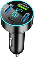 88W Car Charger Super Fast Charging Cigarette Lighter USB Phone Accessories Charger Voltmeter Adapter with QC USB c Type c PD Universal Quick Charge Multi 4 Port for 12-24v Car Cigarette Lighter Plug