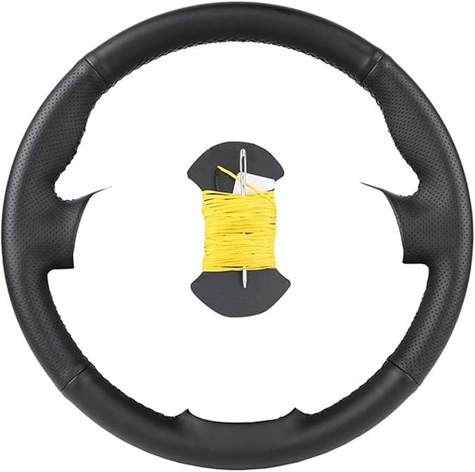 Custom Microfiber Leather Steering Wheel Cover fit for 1998-2005 206, 206 SW, 206 CC - Slip-On Design(A-Yellow thread)