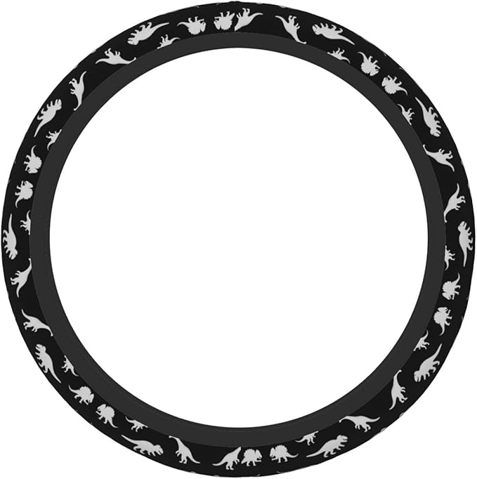 Dinosaurs Print Neoprene Steering Wheel Covers Women Men Car Accessories, Universal 15 Inch Fit Auto, Suvs, Truck