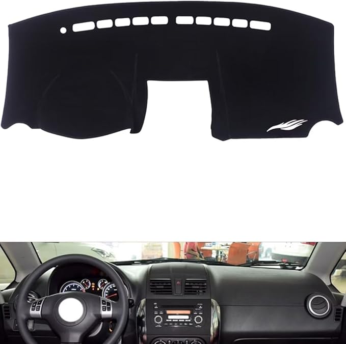 leather dashboard cover Compatible with Suzuki SX4 2012-2016，dash cover（black）