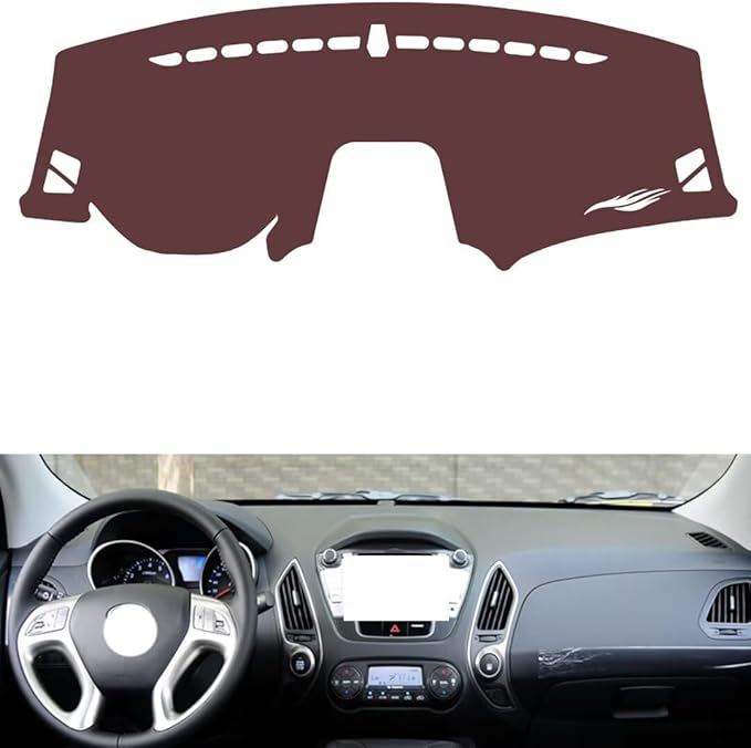 Leather Dashboard Cover Compatible with HyundaiHyundai IX35（Modification Navigation） 2010-2015，Dash Cover, Non-Slip Dash Cover, Dash mat Dashboard Cover, Interior Dash Covers
