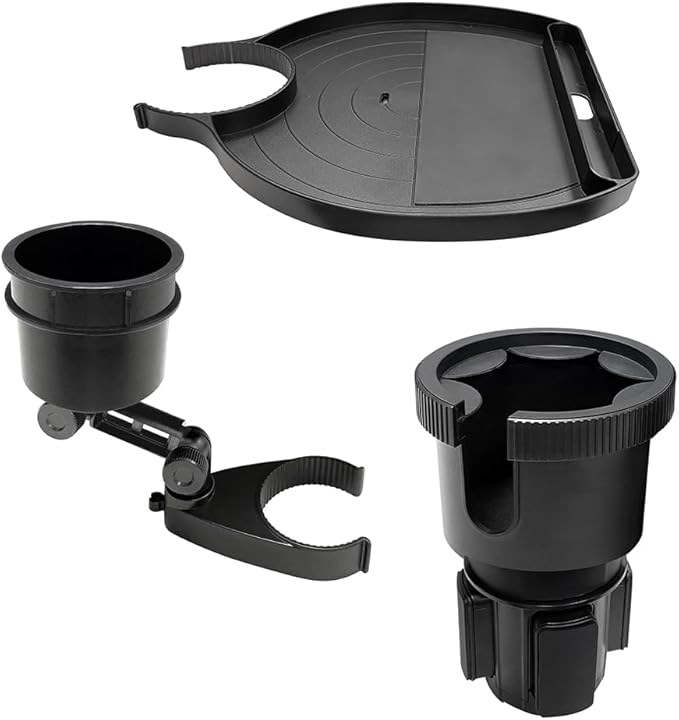 ToughTested Tough & Hungry Mega XL Cupholder Expander with Snap-On Extra Cupholder, Adjustable Food Tray, and Device Holder Slot – Fits XL Bottles & Cups, Ideal for Trucks, SUVs, RVs, Vans, and Cars