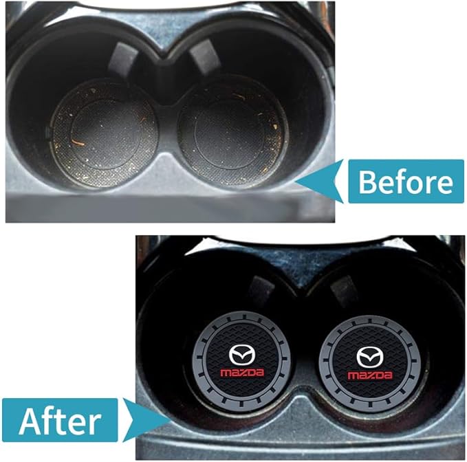 Silicone 2PCS Car Cup Mat Holder Coasters Compatible with Mazda M2 M3 M5 M6 MX5 RX7 RX8 A8 CX9 MX6 R3 CX-5 CX-7 CX-8, Non-Slip Car Coasters for Cup Holder Interior