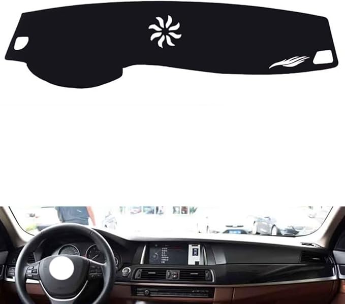 leather dashboard cover Compatible with BMW 5 series 2011-2017，dash cover（black）